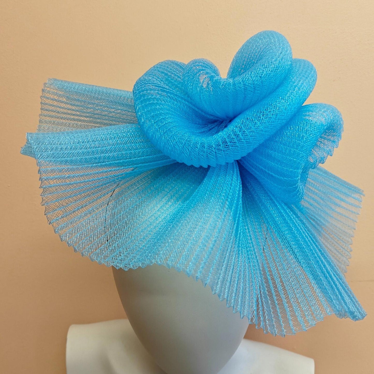 light blue fascinator millinery burlesque headband wedding hat ascot race