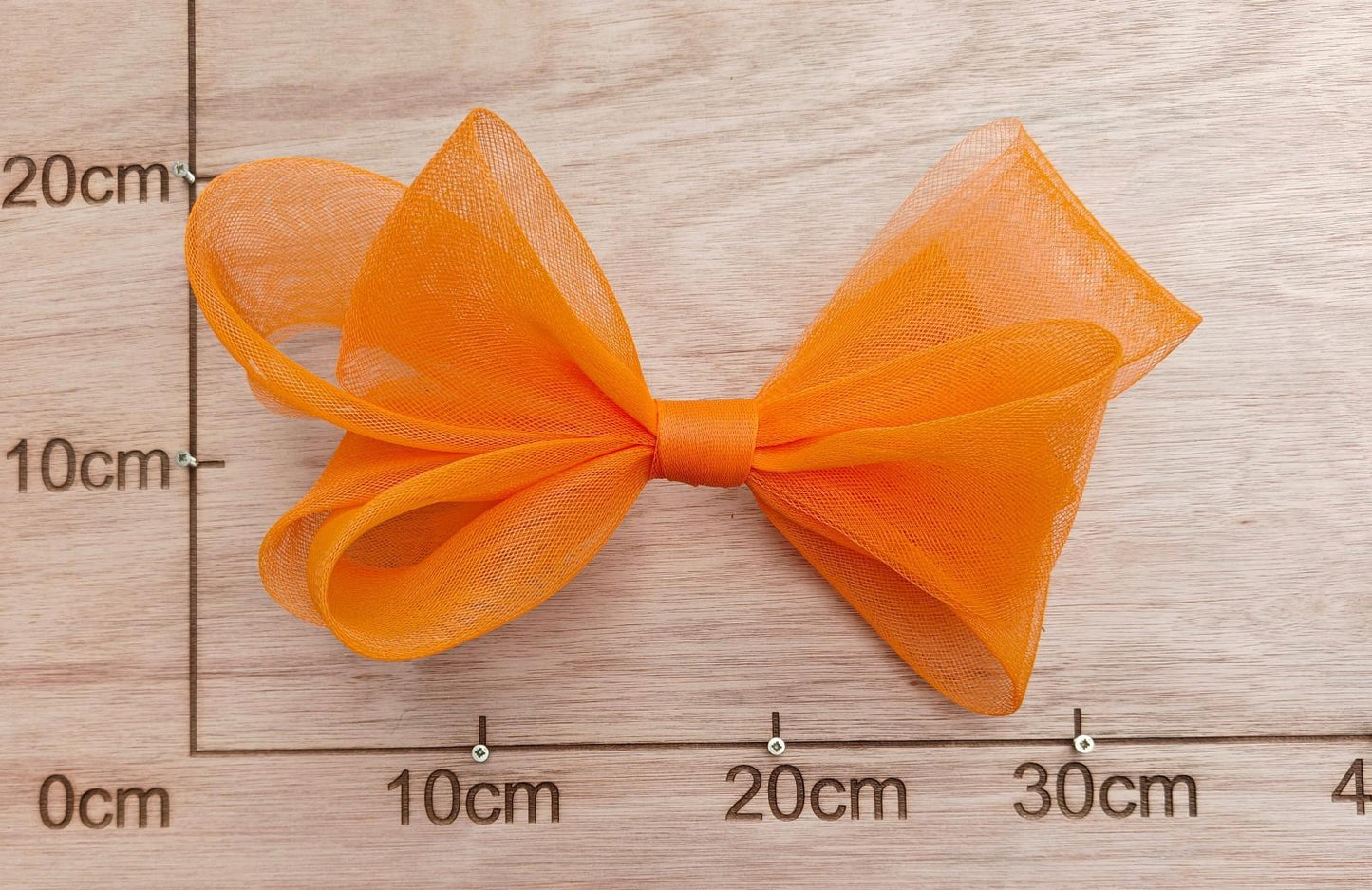 orange large crinoline bow art craft DIY handmade fascinator hair clip