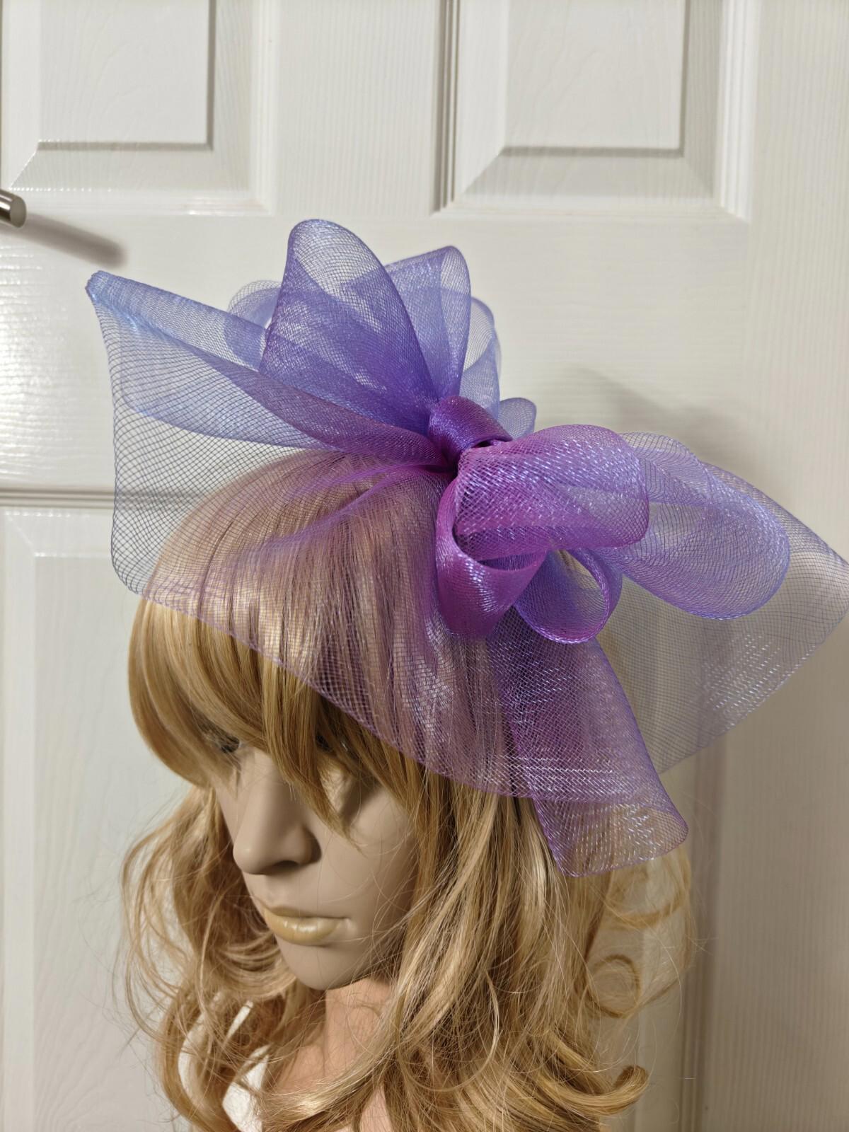 purple fascinator millinery burlesque headband wedding hat ascot race
