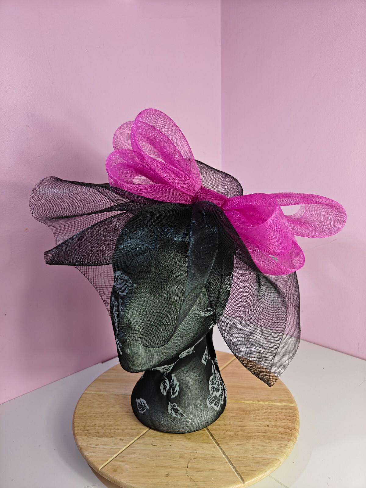 black pink fascinator millinery headband derby wedding hat ascot race