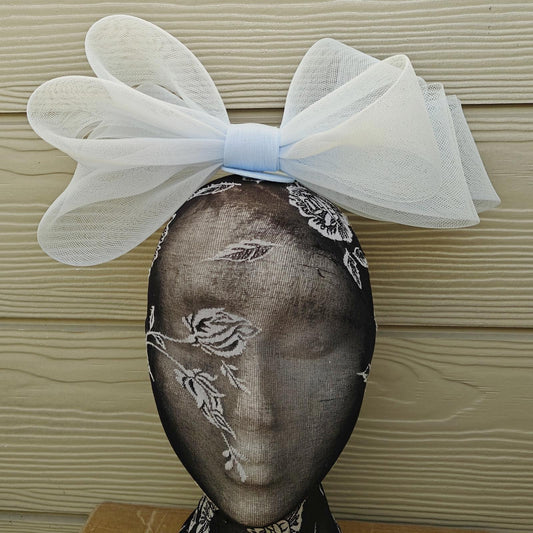 baby blue bow hair clip brooch fascinator millinery wedding hat race party