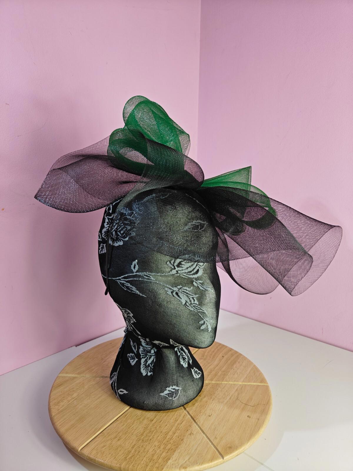 black green fascinator millinery headband derby wedding hat ascot race
