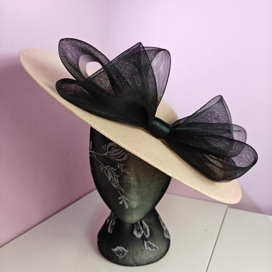 peach black large fascinator headband wedding hat  Kentucky Derby Ascot bow