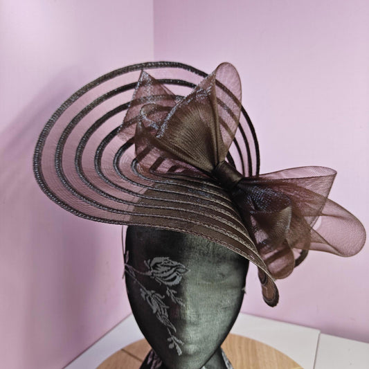 dark brown bow fascinator millinery wedding hat Kentucky Derby Royal Ascot