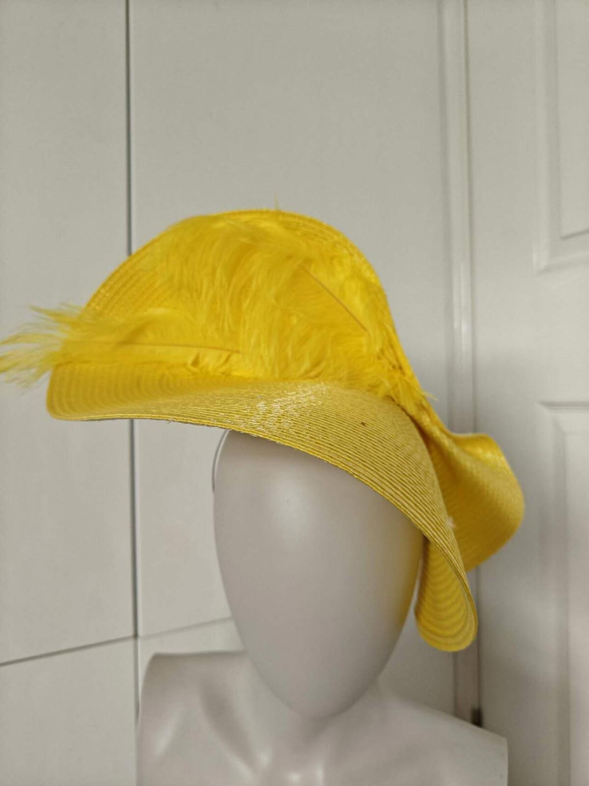 yellow large straw fascinator ostrich feather millinery headband wedding hat
