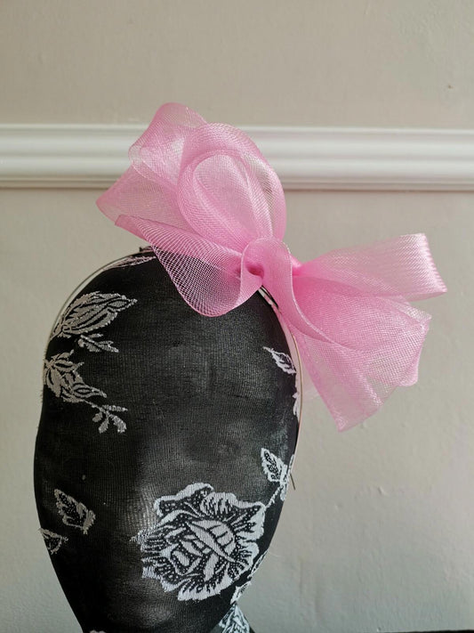 light baby pink fascinator millinery burlesque headband wedding hat hair piece