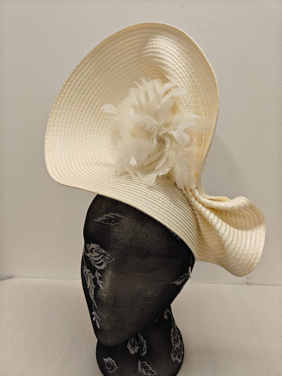 ivory flower large straw fascinator millinery burlesque headband wedding hat