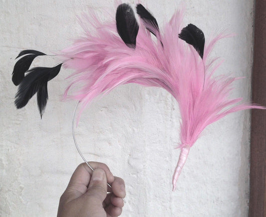 Pink feather headband fascinator millinery wedding ascot bridal hat hair piece