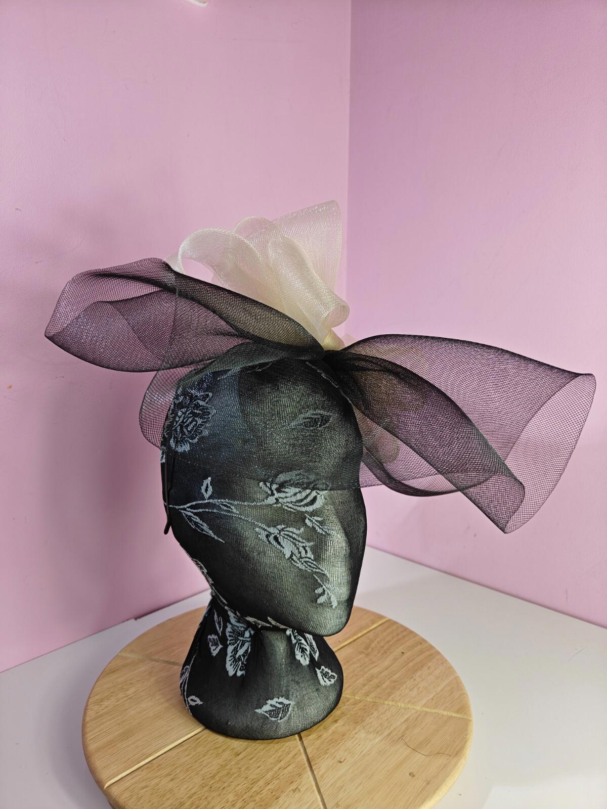black cream fascinator millinery headband derby wedding hat ascot race
