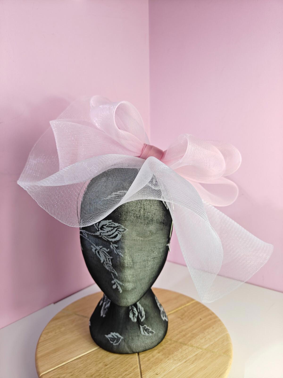 white light pink fascinator millinery headband derby wedding hat ascot race