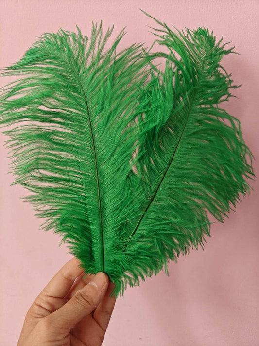 green ostrich feather hair clip fascinator fancy dress costume dance party