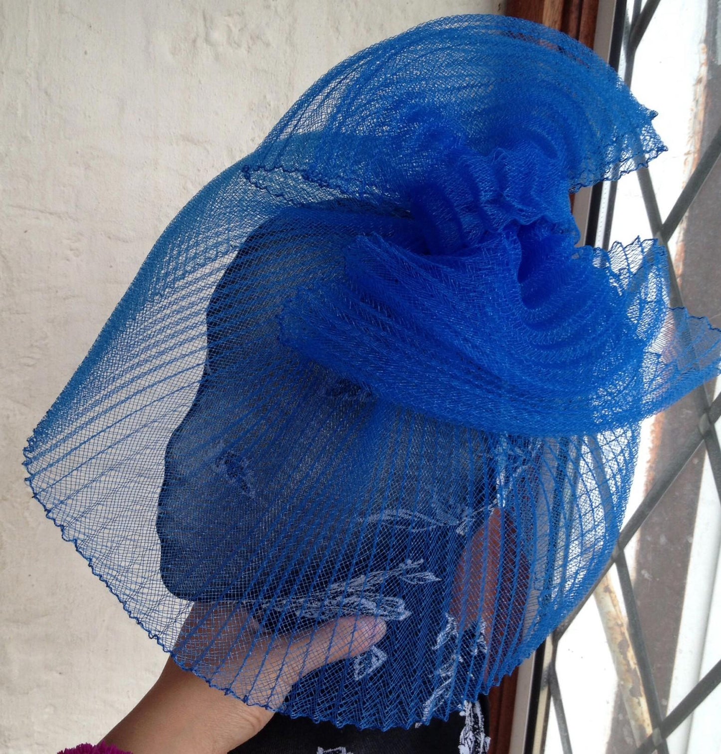 Blue fascinator millinery burlesque wedding hat hair piece ascot race bridal 1