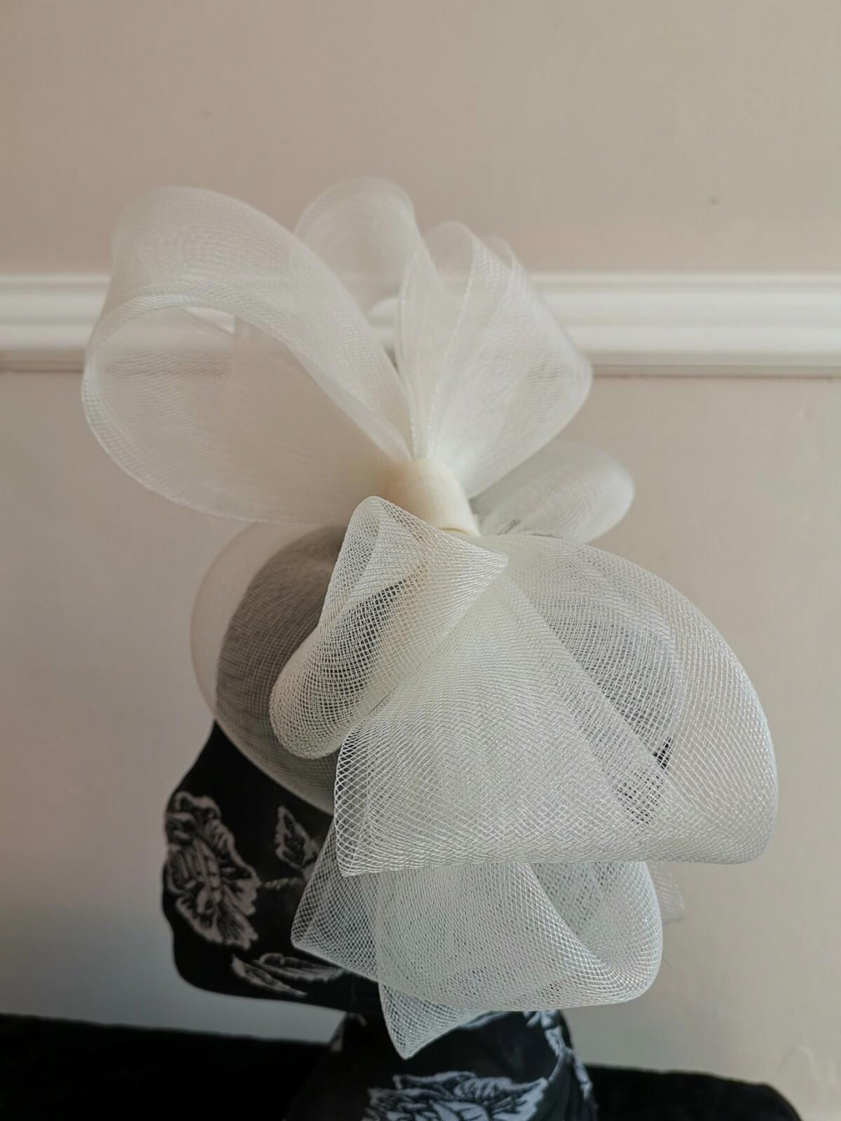 ivory off white fascinator millinery burlesque headband wedding hat hair piece