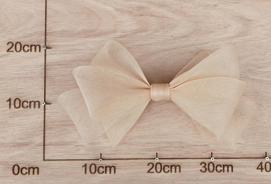nude peach large crinoline bow art craft DIY handmade fascinator hair clip