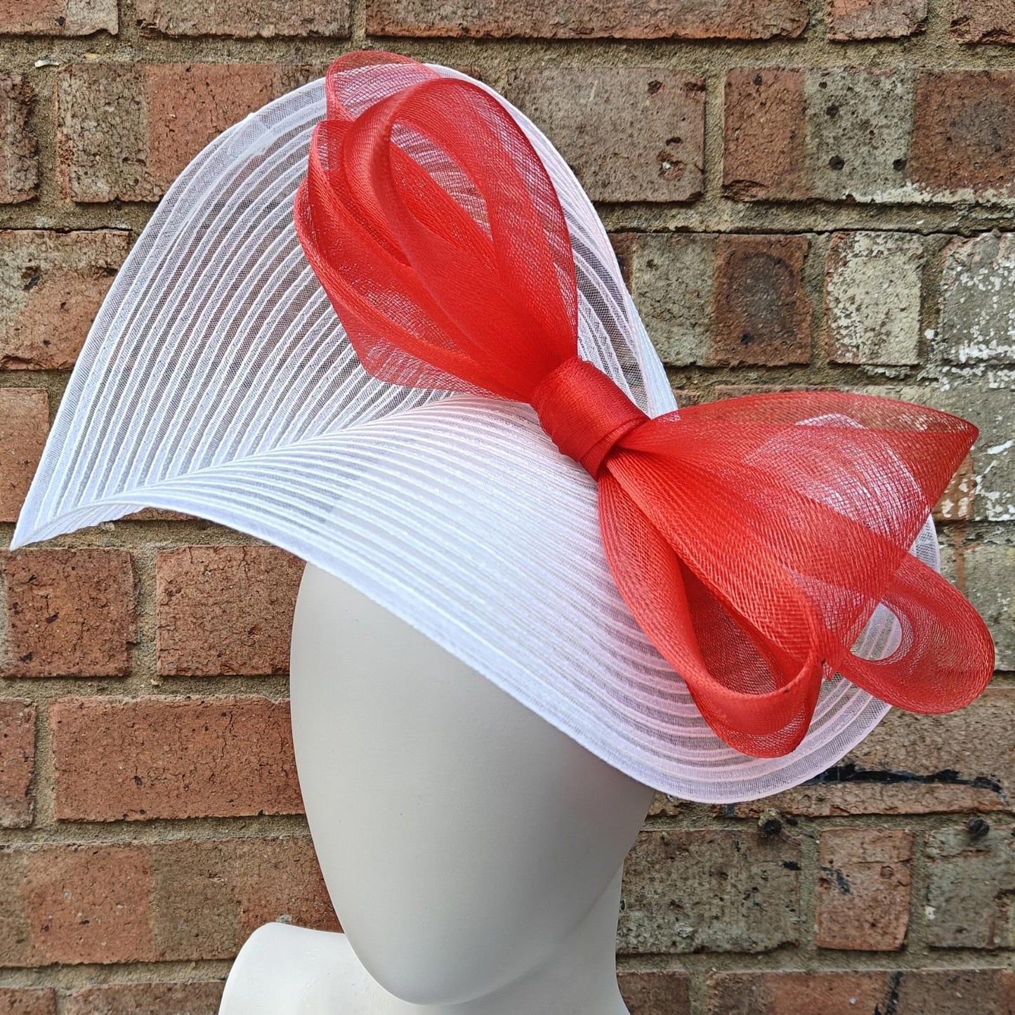 white red bow crinoline fascinator millinery headband wedding hat party cosplay