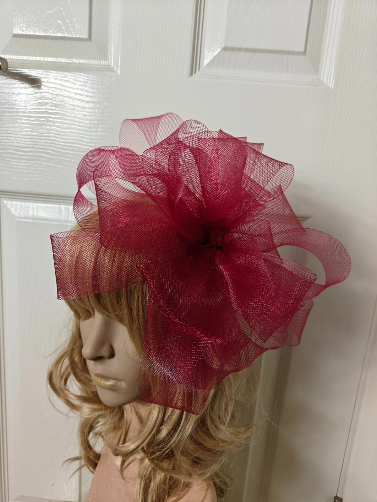 dark wine red fascinator millinery burlesque headband wedding hat ascot race