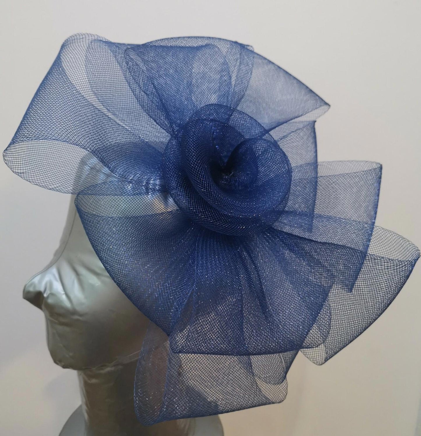 navy blue fascinator millinery burlesque headband wedding hat hair piece