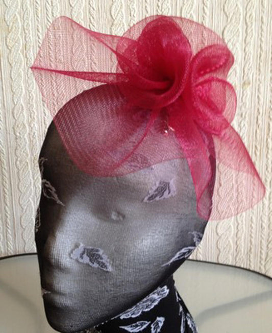 dark red maroon burgundy flower fascinator millinery brooch clip wedding hat