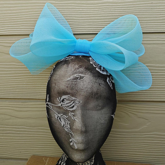 turquoise bow hair clip brooch fascinator millinery wedding hat race party