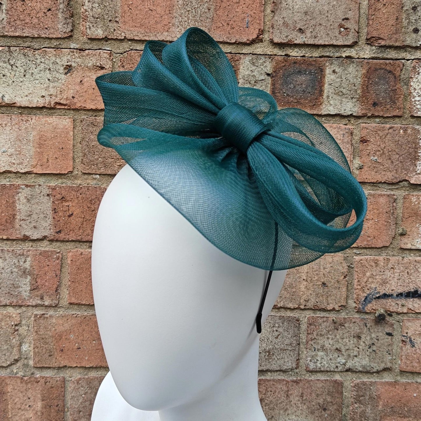 dark green handmade fascinator millinery headband wedding hat race party