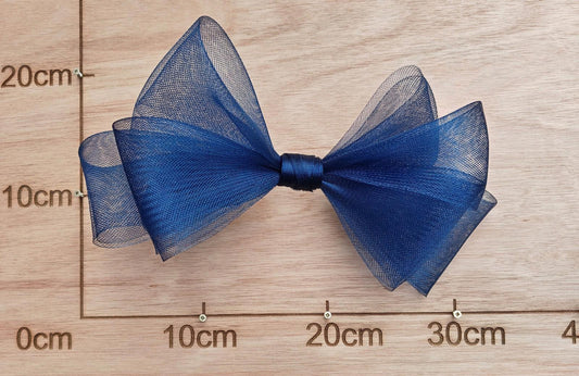 navy blue large crinoline bow art craft DIY handmade fascinator hair clip