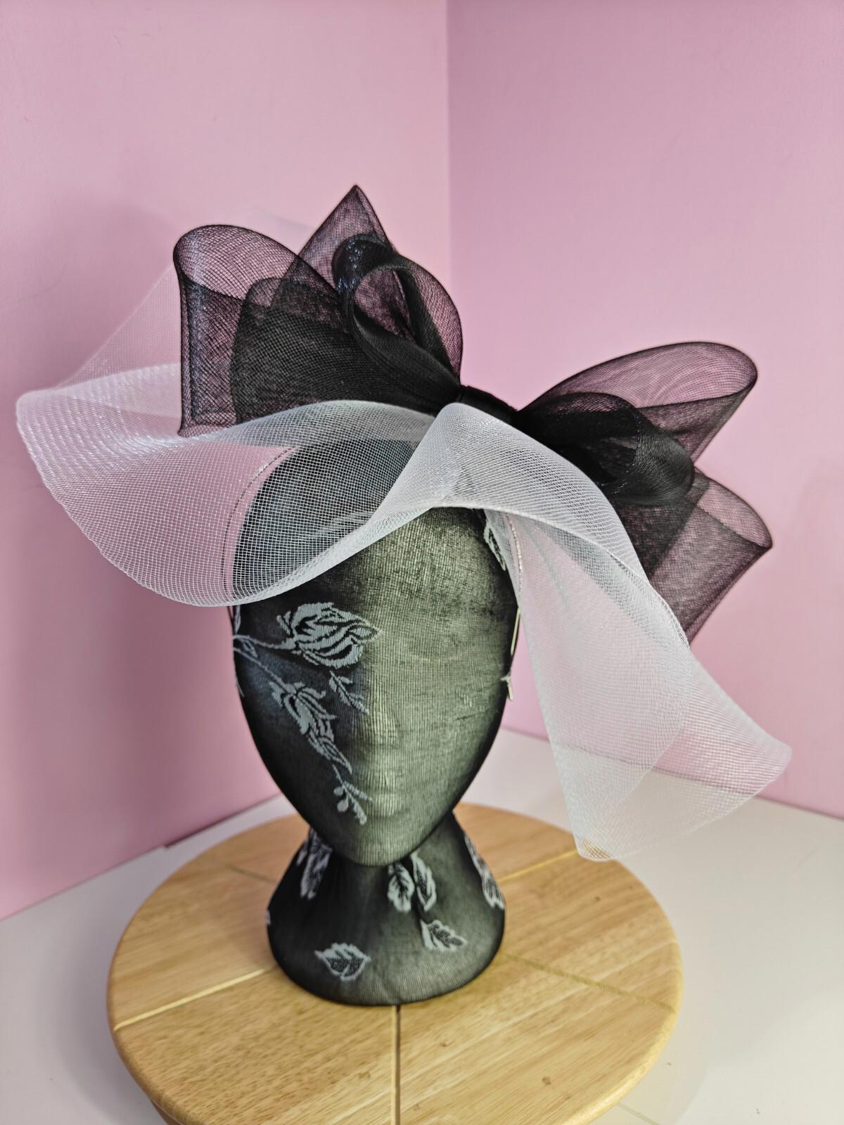 white black fascinator millinery headband derby wedding hat ascot race