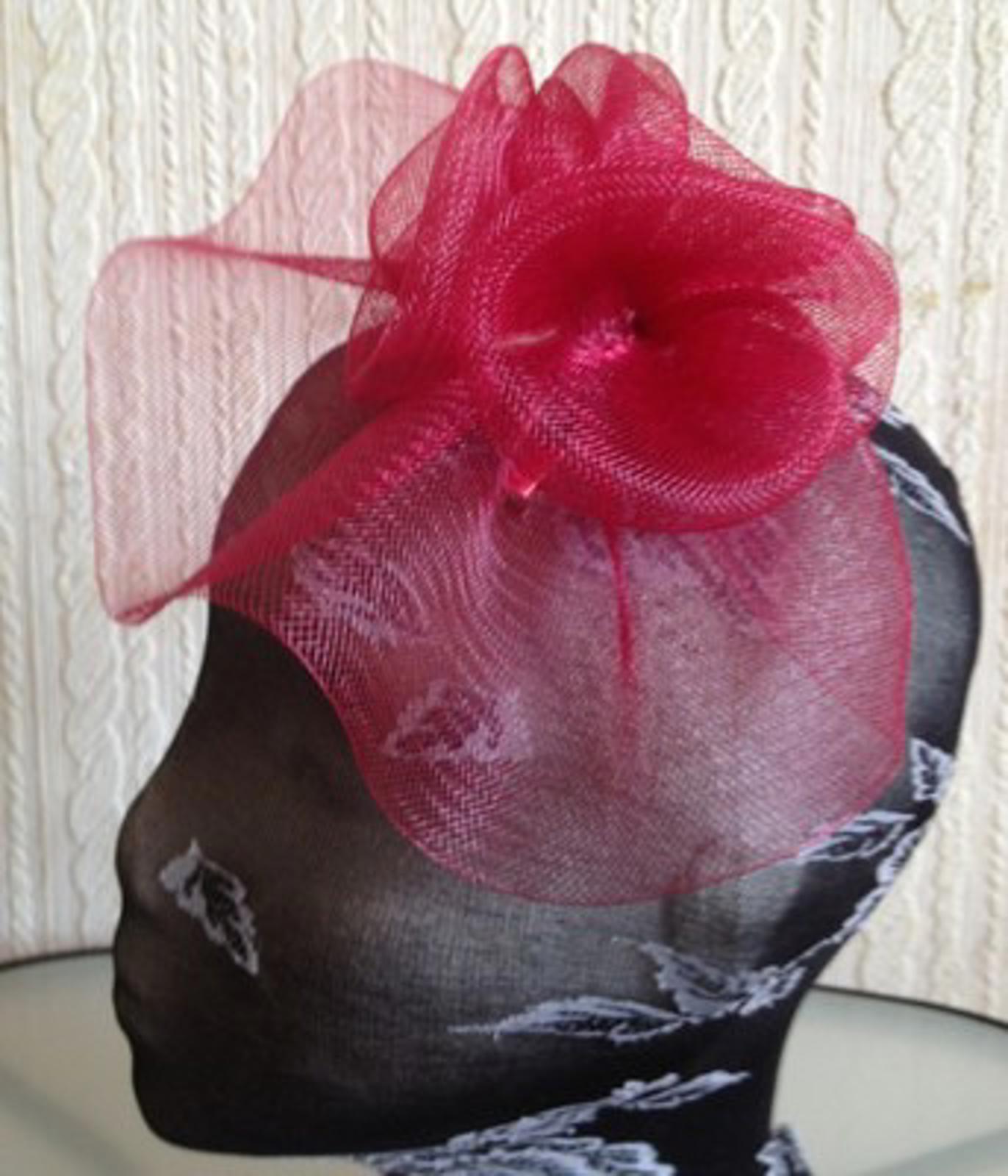 dark red maroon burgundy flower fascinator millinery brooch clip wedding hat