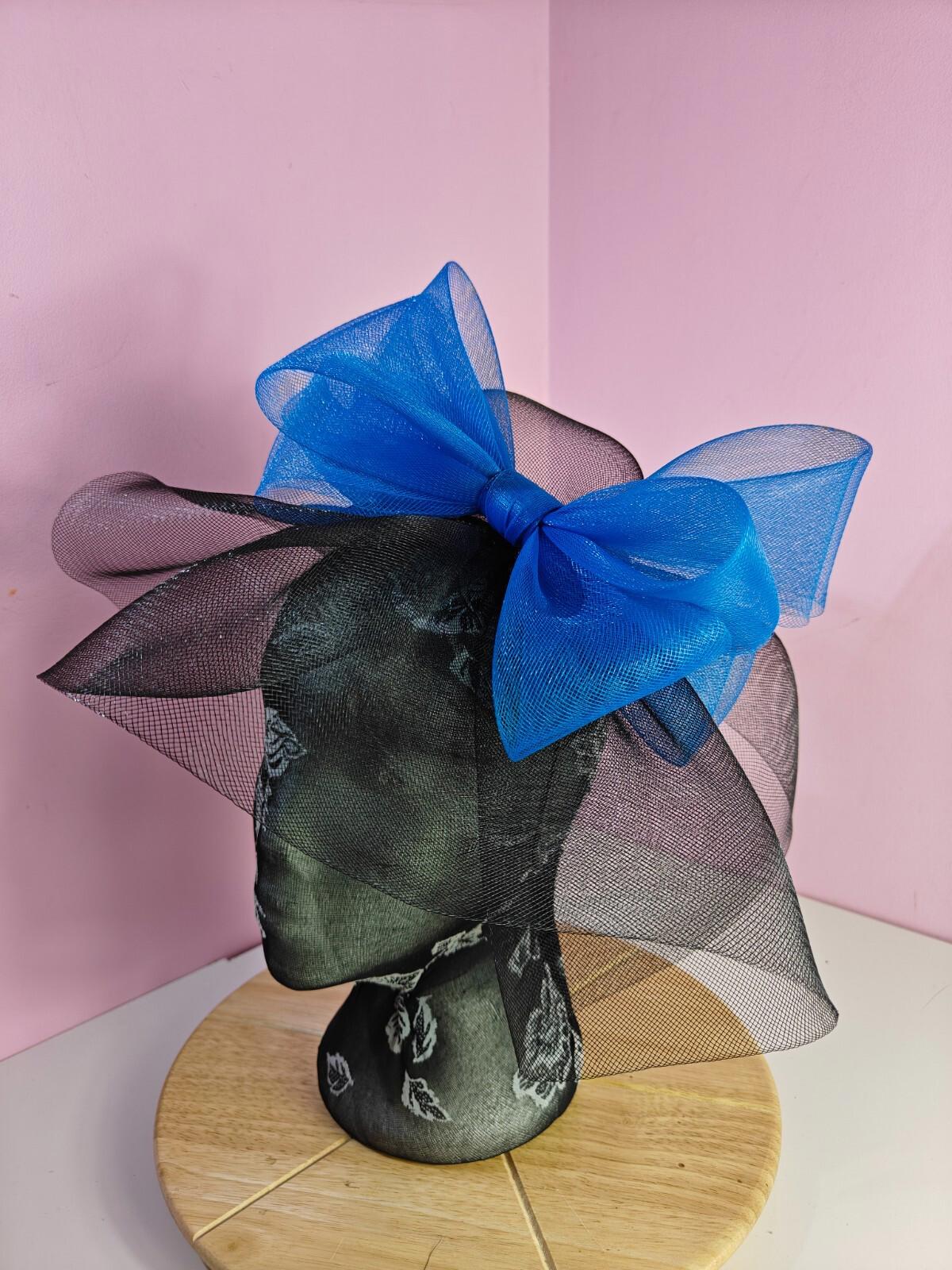 black blue fascinator millinery headband derby wedding hat ascot race