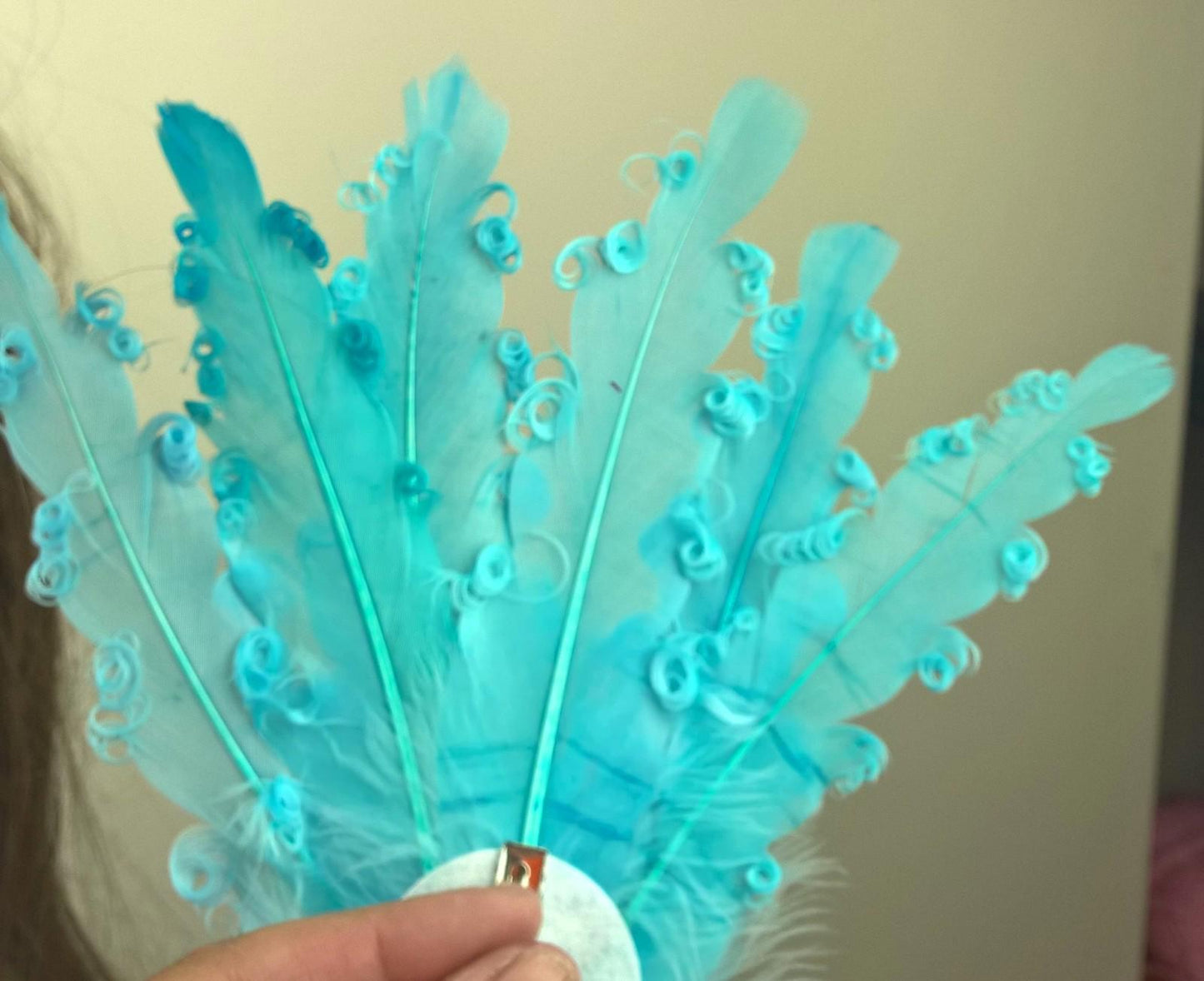 blue feather fascinator millinery hair clip wedding piece ascot race dance 1