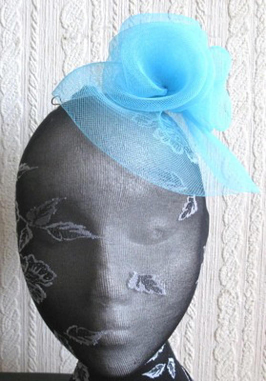 turquoise flower fascinator millinery  brooch clip wedding hat bridal ascot race