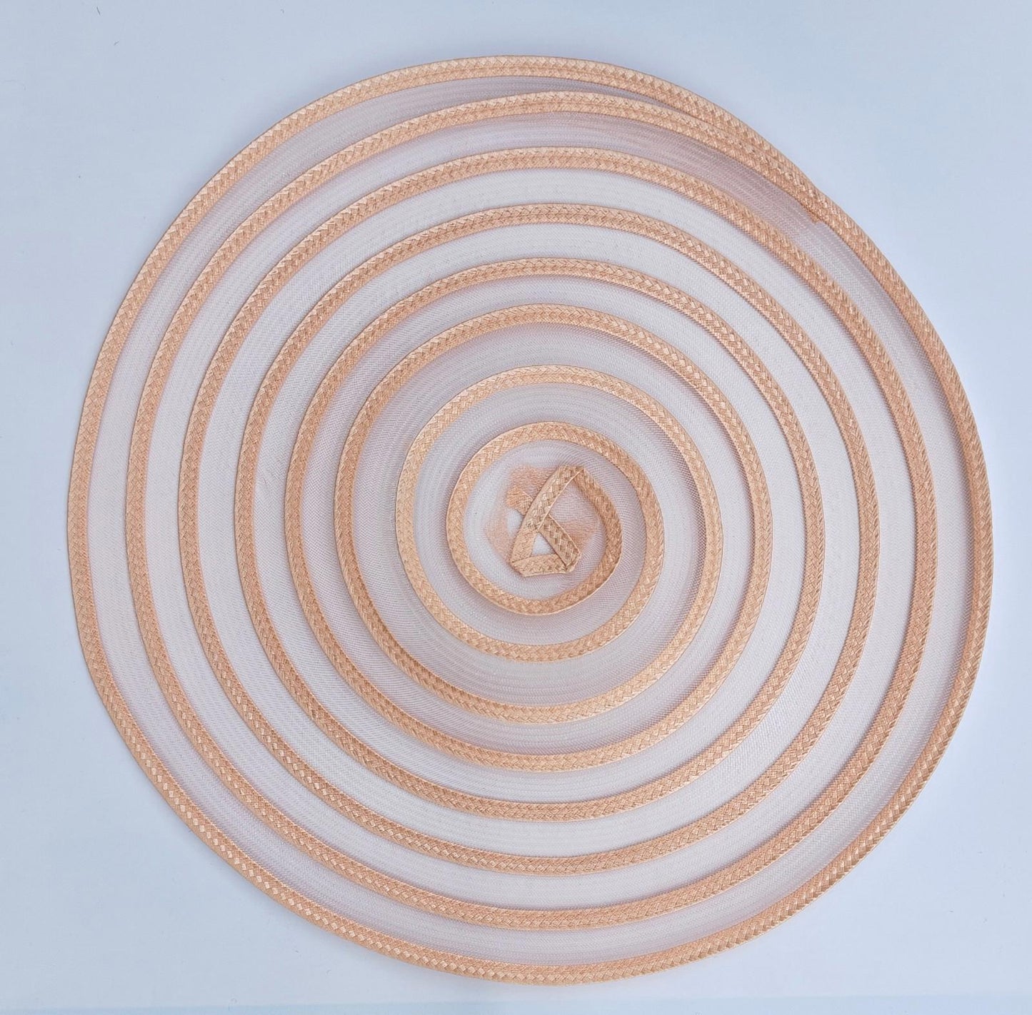 peach / pink large DIY crinoline straw fascinator craft base disc wedding hat