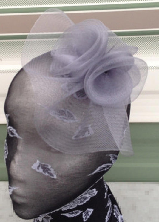grey fascinator millinery feather brooch clip wedding hat bridal ascot race
