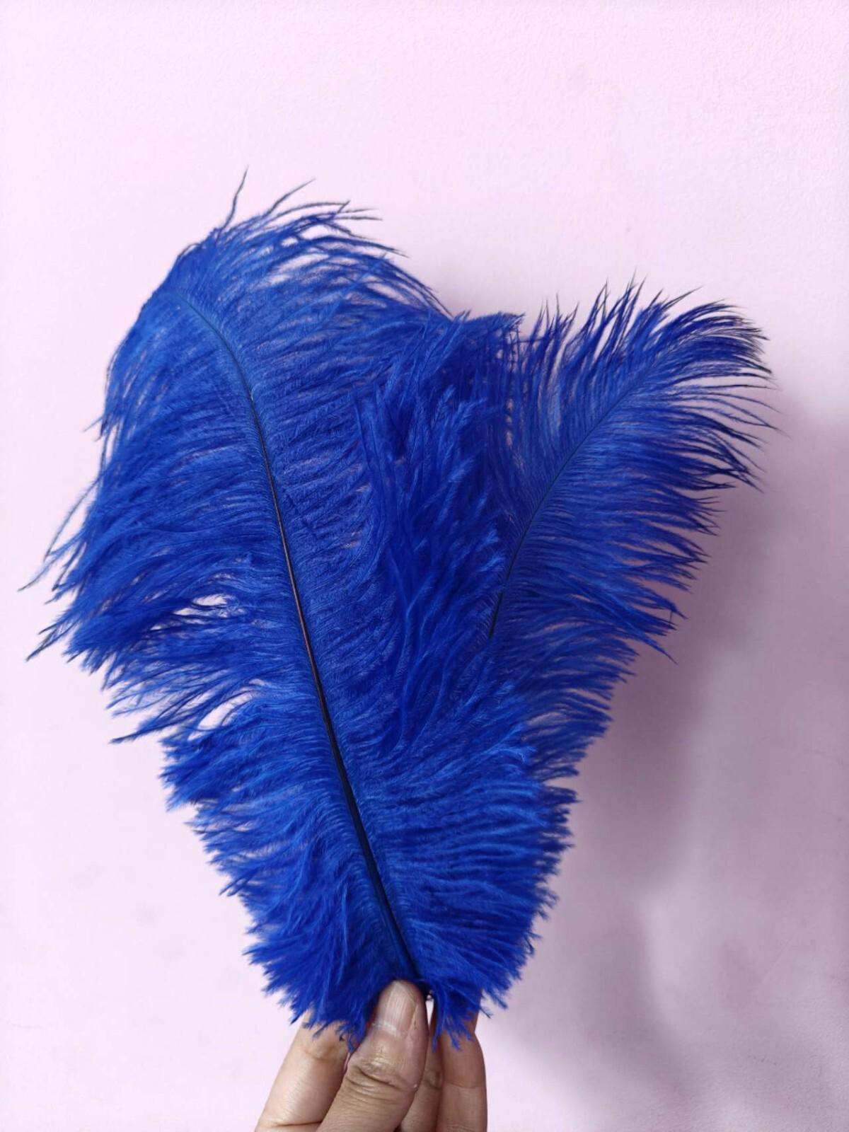 royal blue ostrich feather hair clip fascinator fancy dress costume dance party
