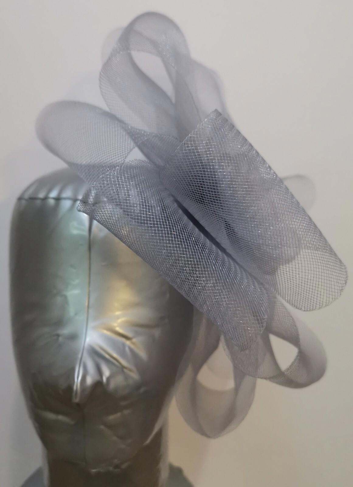 grey fascinator millinery burlesque headband wedding hat hair piece