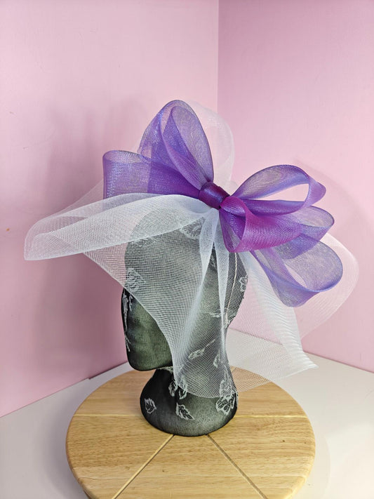 white purple fascinator millinery headband derby wedding hat ascot race