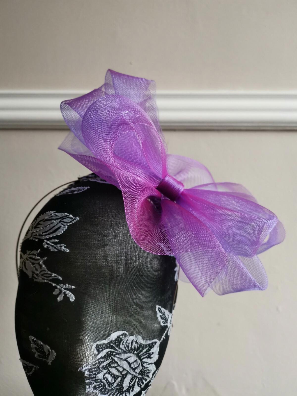 purple fascinator millinery burlesque headband wedding hat hair piece ascot race