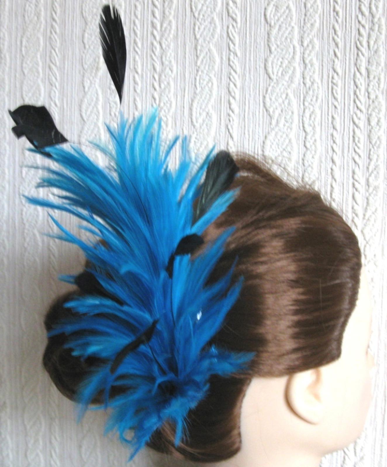 turquoise feather comb fascinator millinery wedding hat