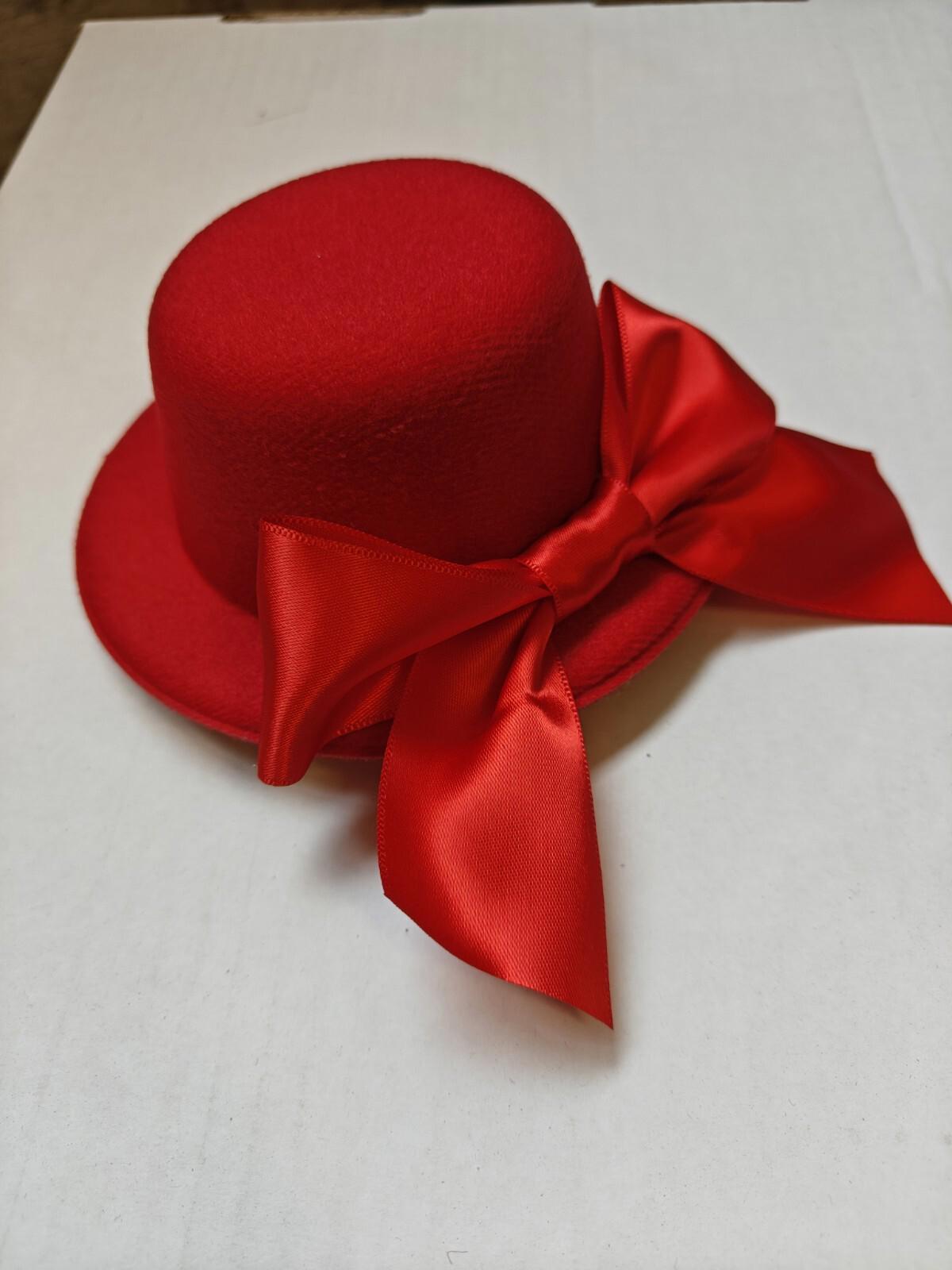 Red mini top hat fascinator millinery burlesque wedding hen party fancy dress