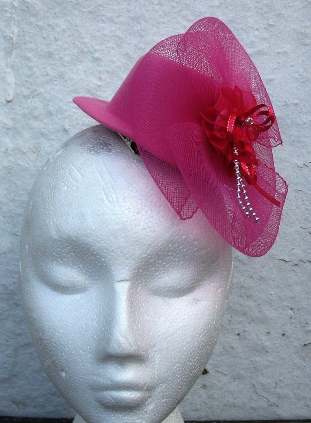 pink netting flower mini top hat fascinator millinery burlesque weddinng party