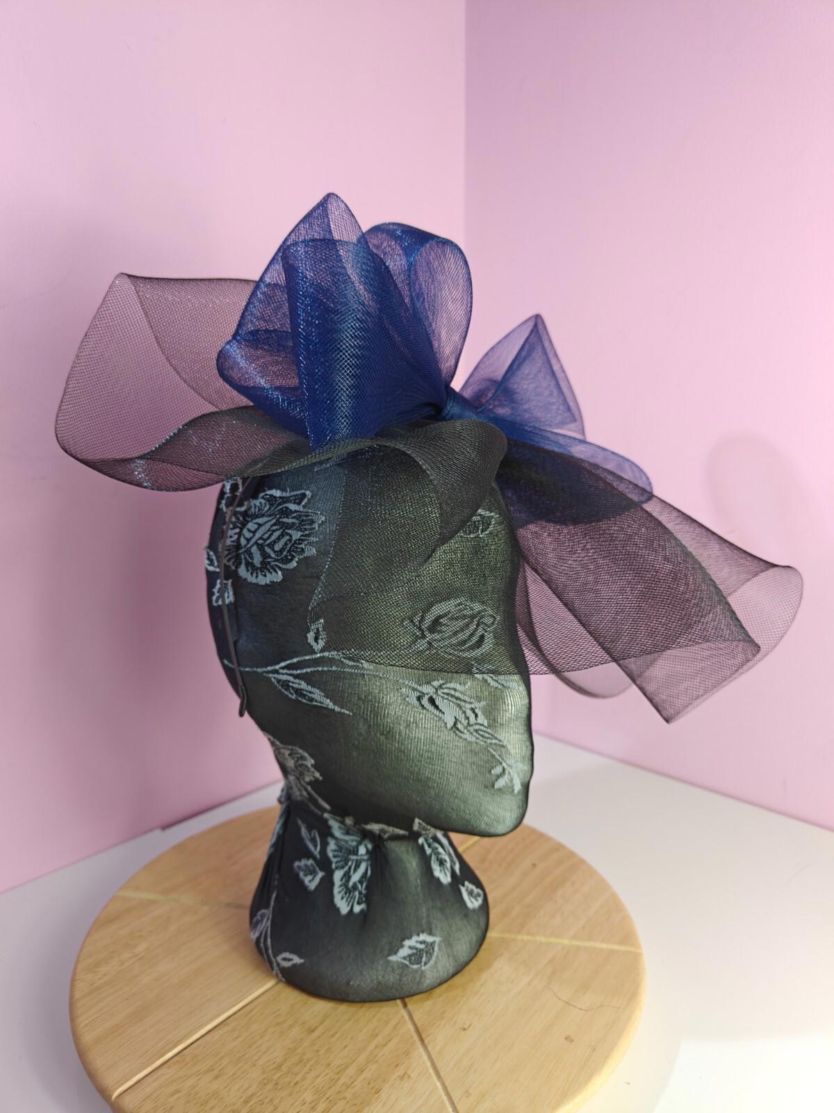 black navy blue fascinator millinery headband derby wedding hat ascot race