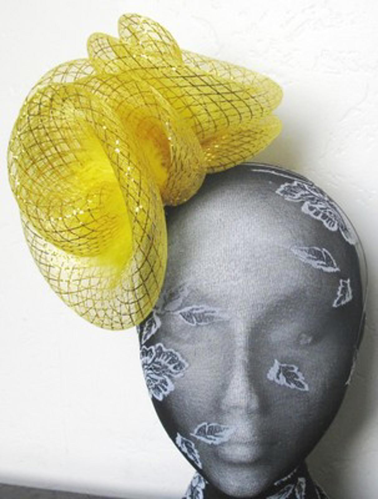 gold feather fascinator millinery burlesque headband wedding hat hair piece