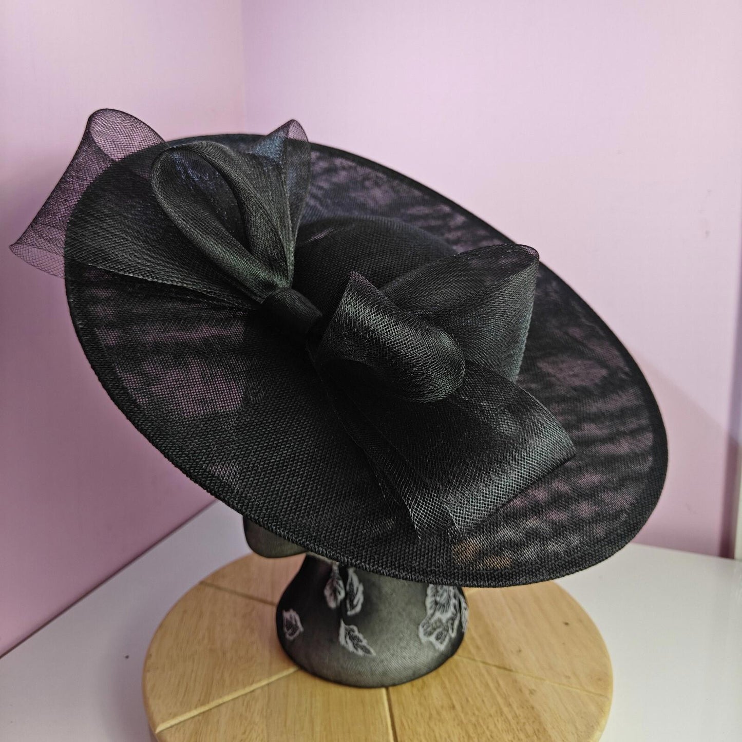 black large fascinator wedding hat  Kentucky Derby Royal Ascot bow
