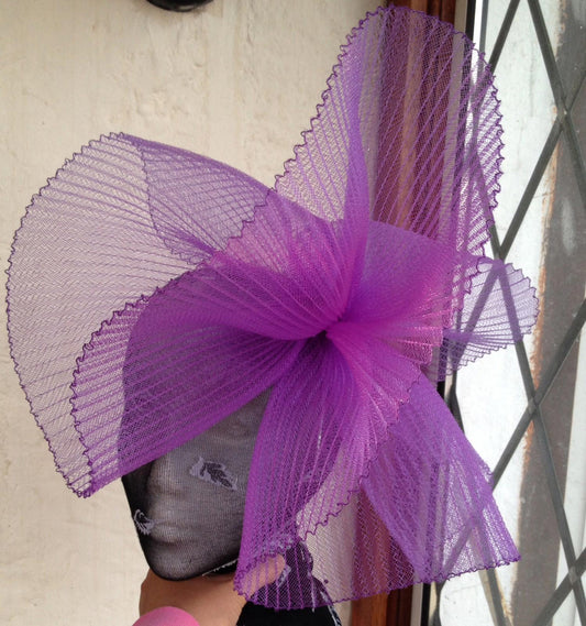 Purple fascinator millinery burlesque wedding hat hair piece ascot race bridal