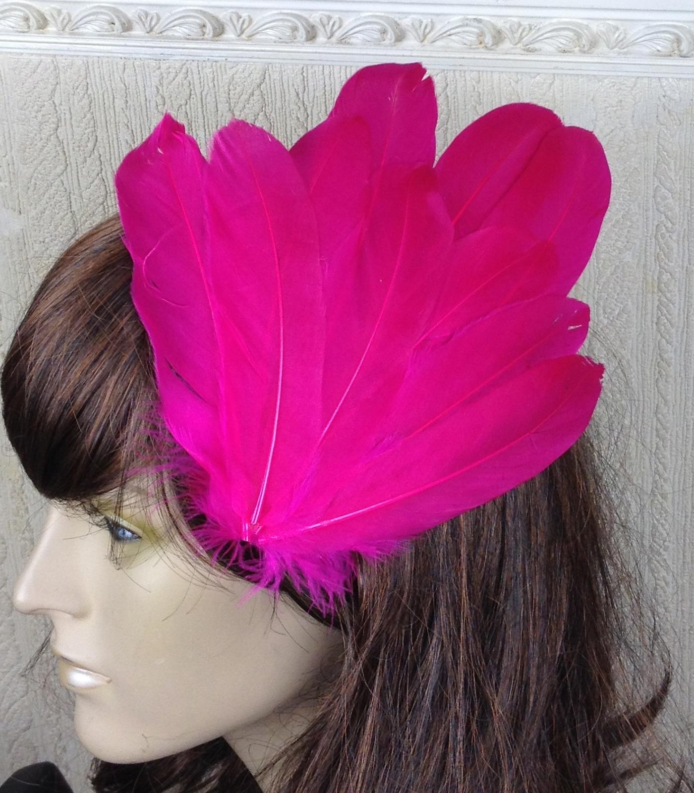 hot pink feather fascinator millinery hair clip wedding piece ascot race dance