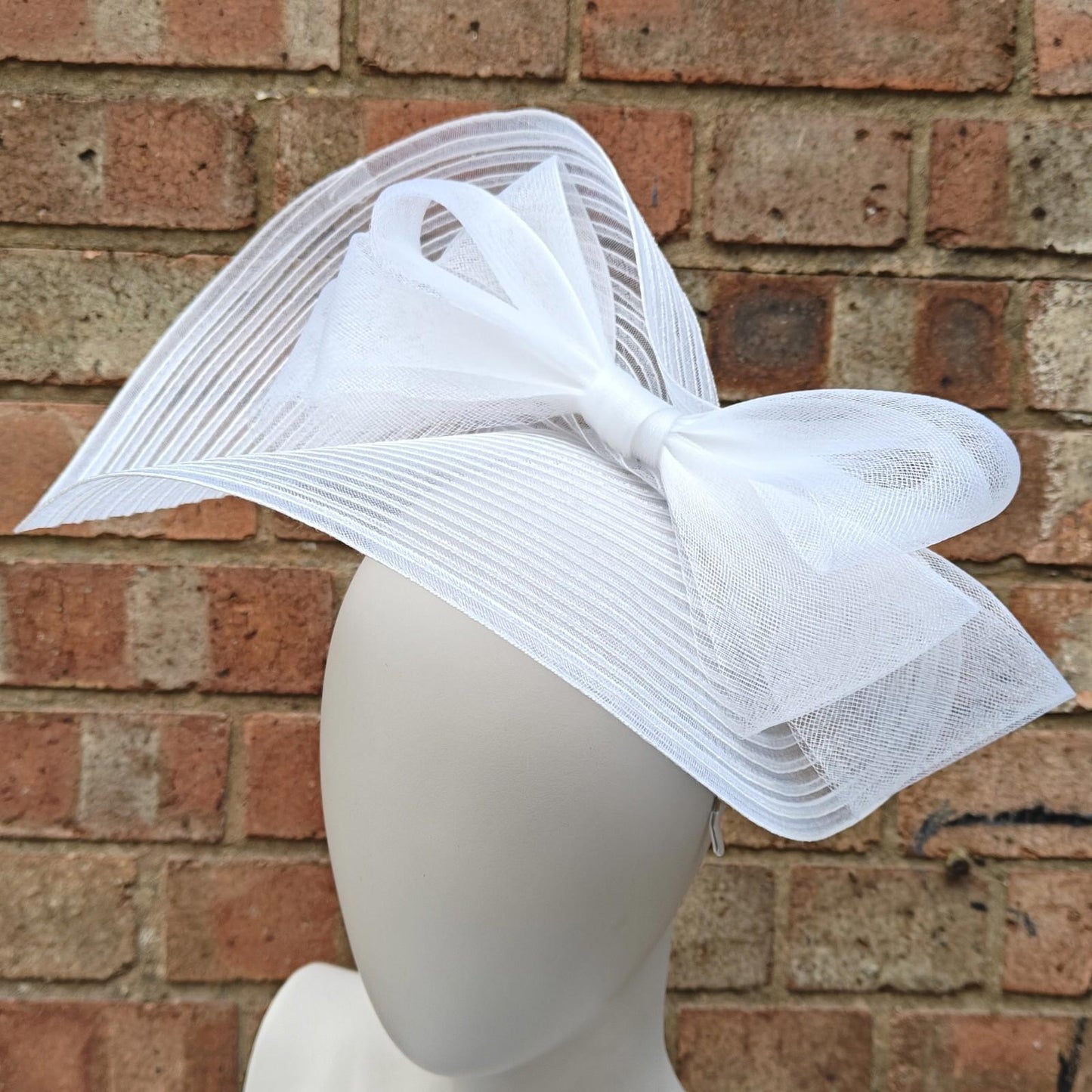 white bow crinoline fascinator millinery headband wedding hat party cosplay