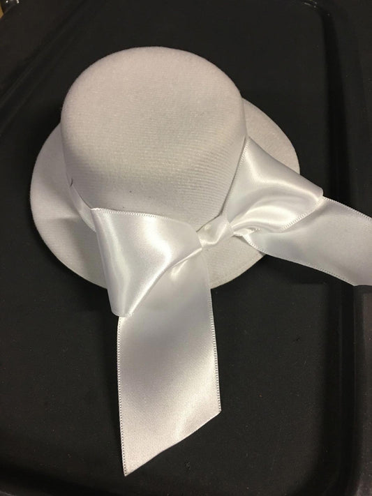 White mini top hat fascinator millinery burlesque wedding hen party fancy dress
