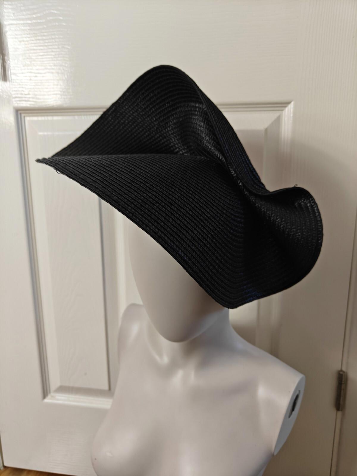 black large straw fascinator millinery burlesque headband wedding hat