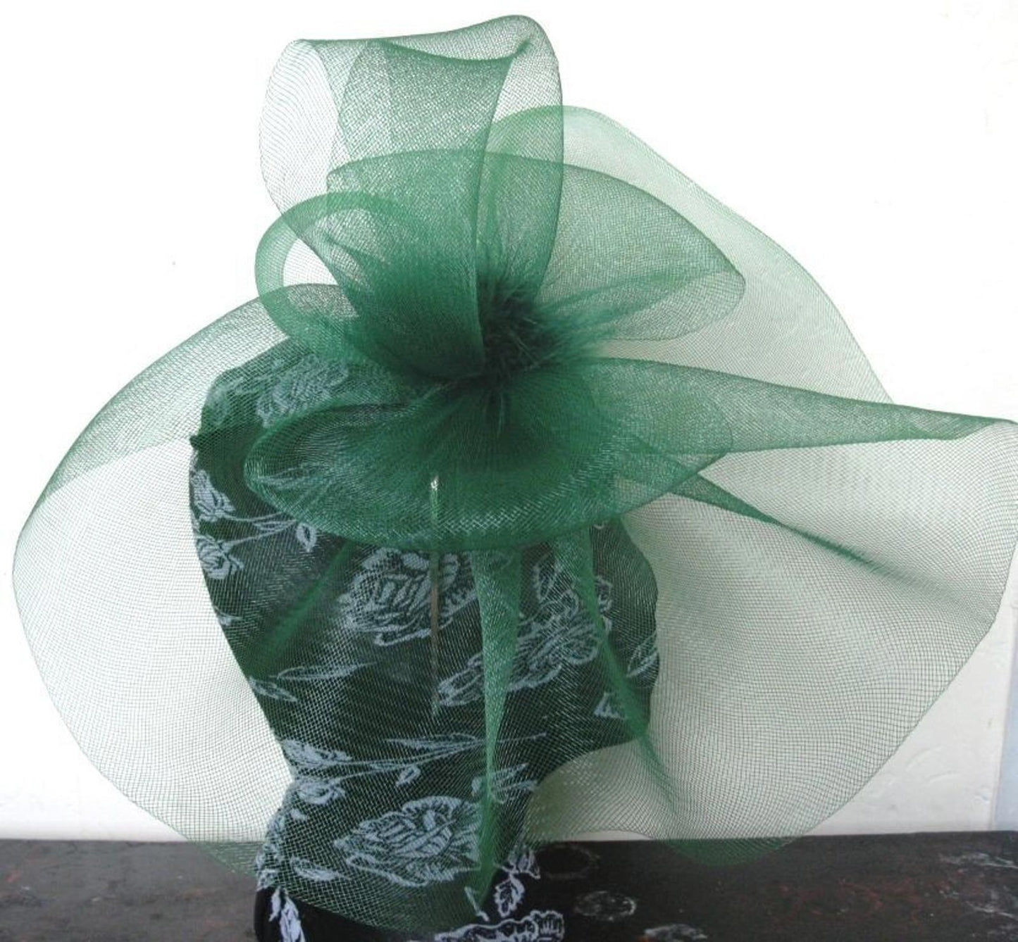 green fascinator millinery burlesque headband wedding hat hair piece