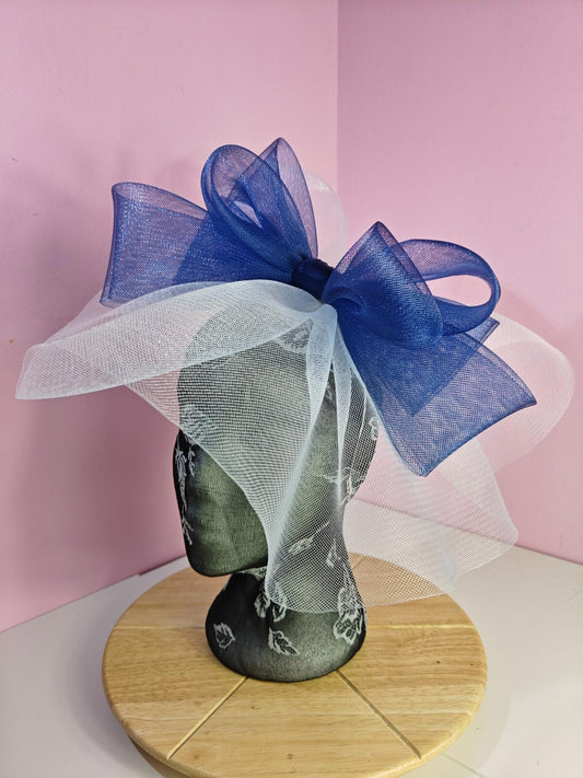 white blue fascinator millinery headband derby wedding hat ascot race