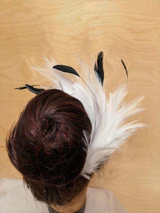 white feather comb fascinator millinery wedding hat